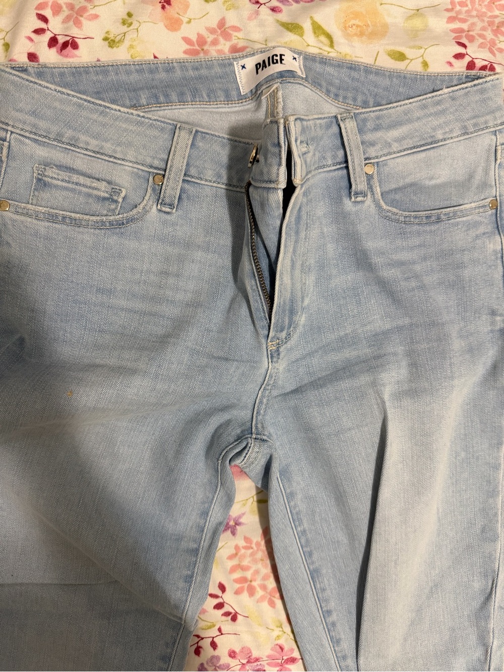 PAIGE Light Blue High-Rise Slim Jeans